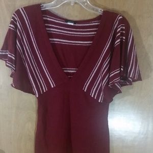 Rue21 Striped burgundy and white top